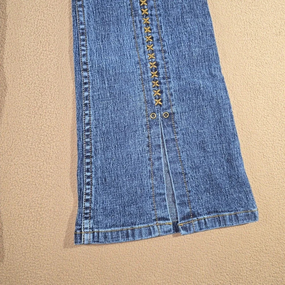 Vintage Y2K L.E.I. Criss-Cross Lace-Up Low Rise Flare Boho Jeans Girls Size 14